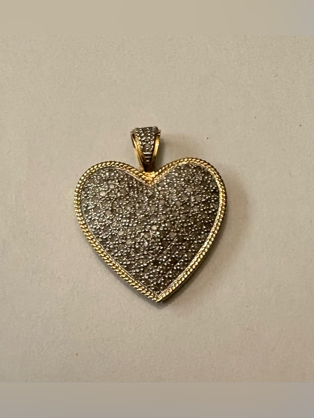 14k yellow gold diamond encrusted heart Pendant